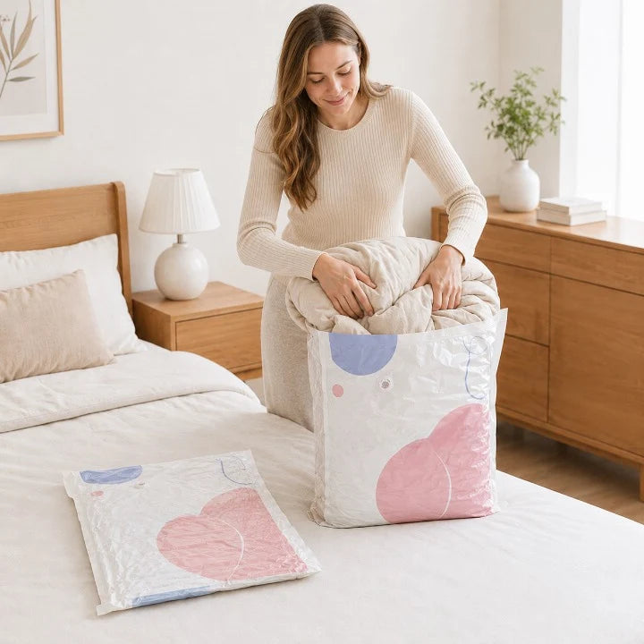 Vacuum Storage Bags No-Pump Valve Reusable & Water-Resistant