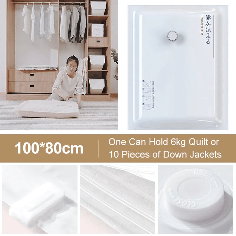 Vacuum Storage Bags Space-Saving Hand Pump Included