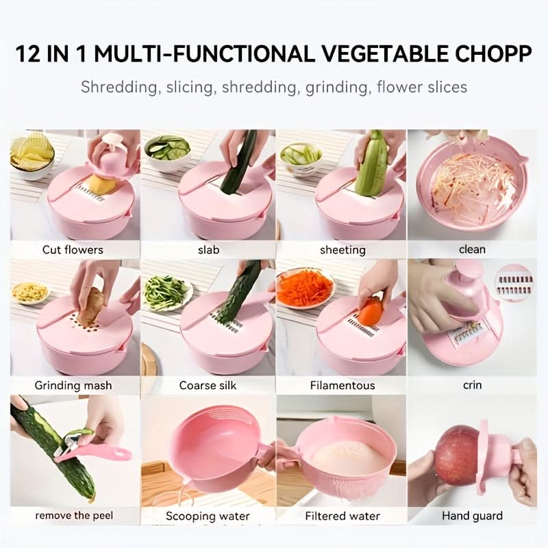 Vegetable Chopper 12 Functions Interchangeable Blades