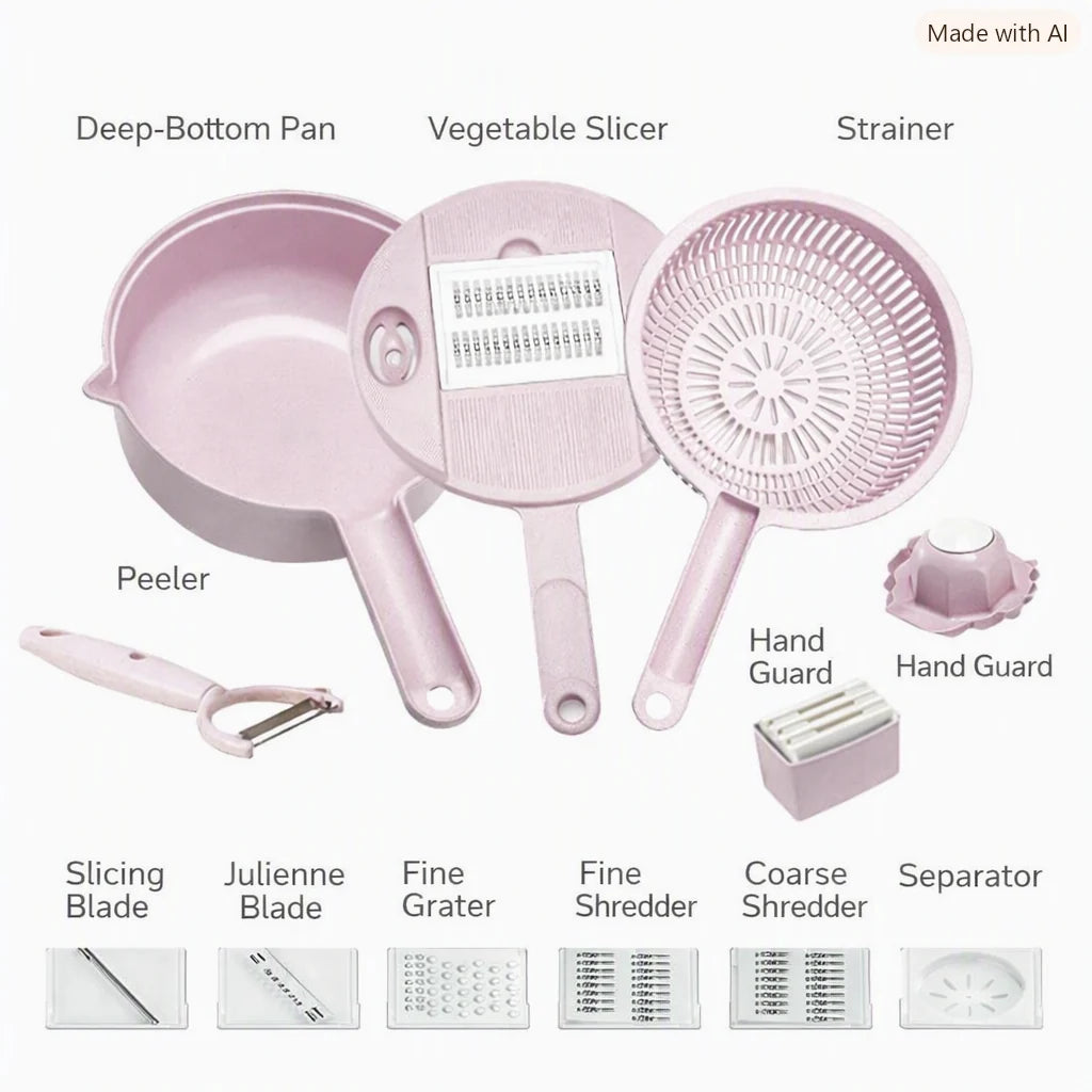 Vegetable Chopper 12 Functions Interchangeable Blades