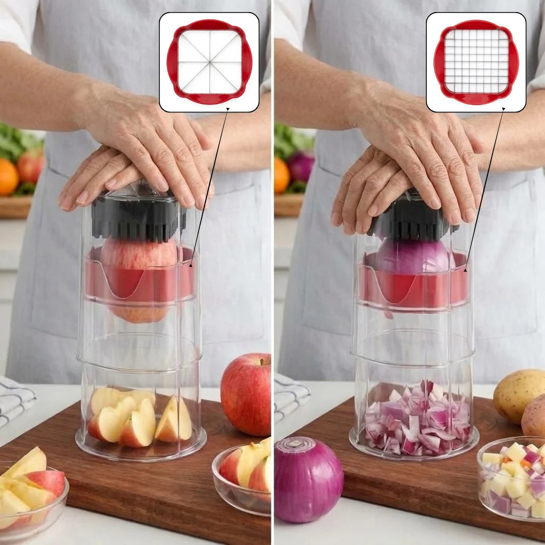 Vegetable Chopper Dual Stainless Steel Blades Integrated Container