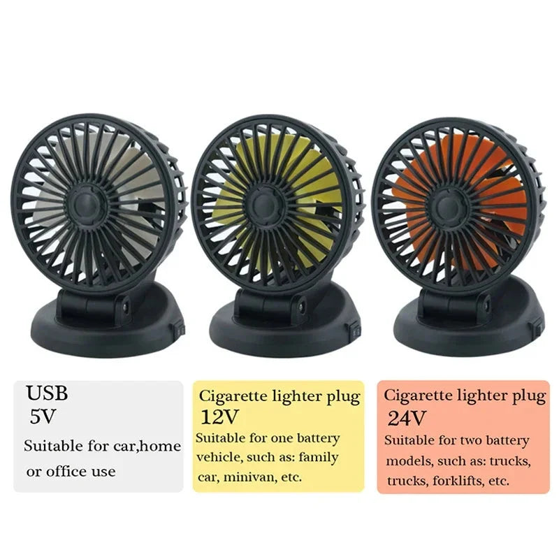 Vehicle Dashboard Fan 360 Degree Rotating Multi-Voltage
