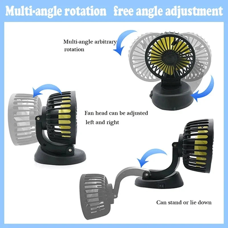 Vehicle Dashboard Fan 360 Degree Rotating Multi-Voltage