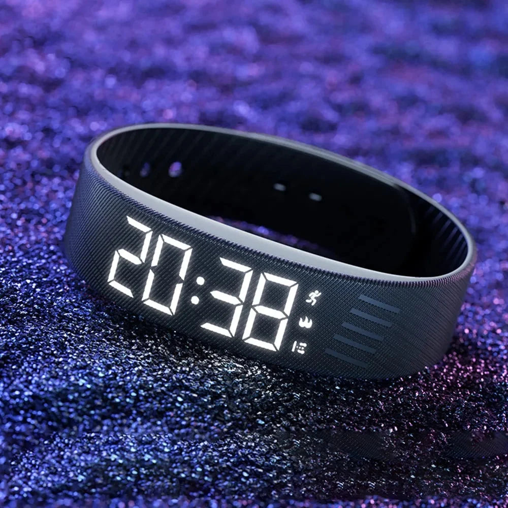 Vibrating Alarm Wristband LED Time Display Adjustable Silicone Band