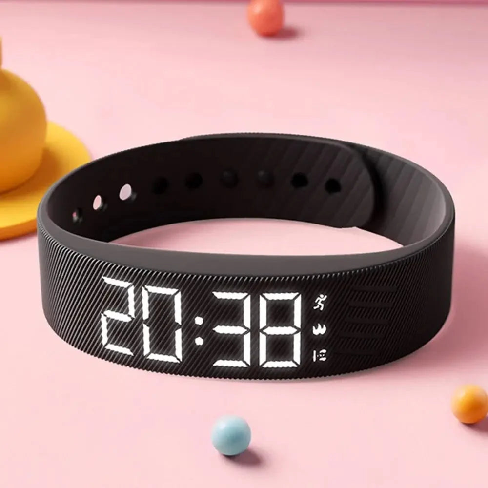 Vibrating Alarm Wristband LED Time Display Adjustable Silicone Band