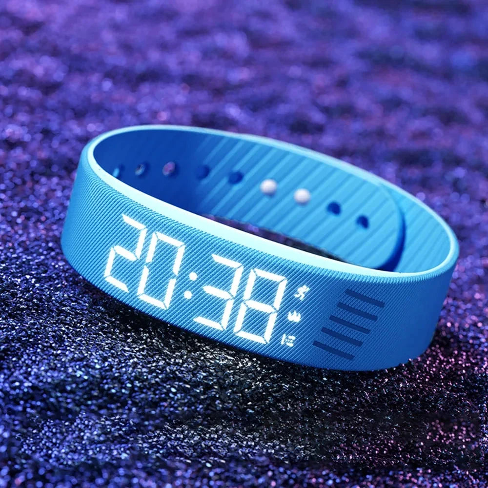 Vibrating Alarm Wristband LED Time Display Adjustable Silicone Band