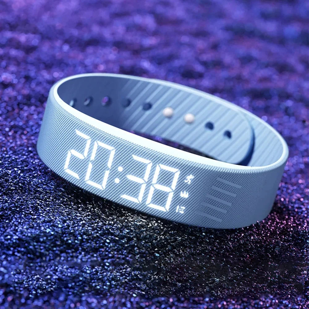 Vibrating Alarm Wristband LED Time Display Adjustable Silicone Band