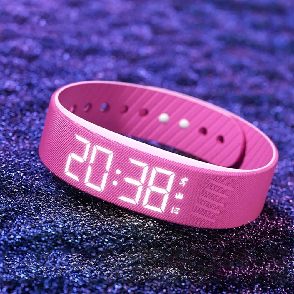 Vibrating Alarm Wristband LED Time Display Adjustable Silicone Band