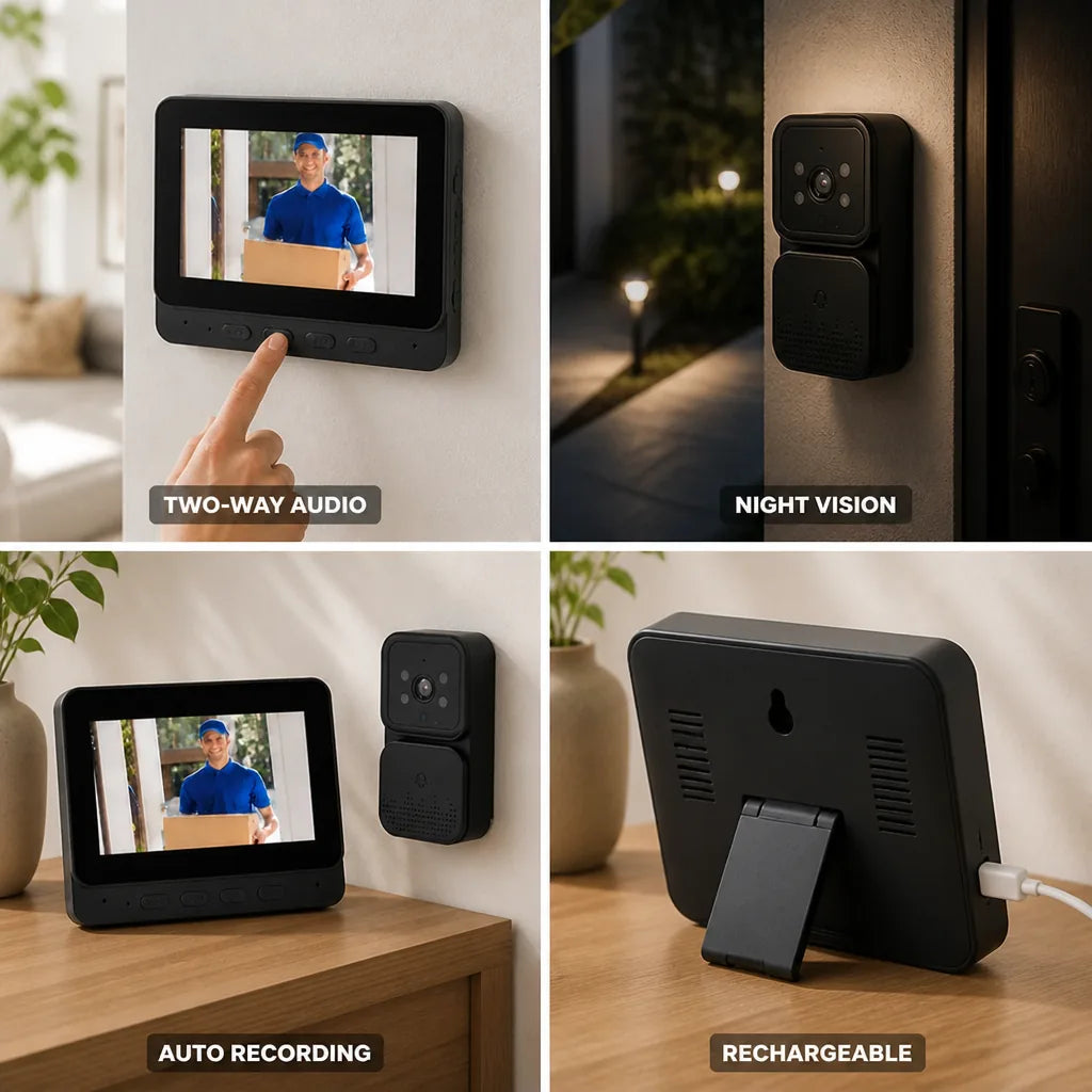 Video Doorbell 4.3-Inch HD Night Vision & Two-Way Audio