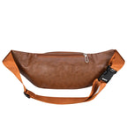 Waist Bag Leather Multiple Zippered Pockets Adjustable Strap