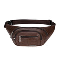 Waist Bag Leather Multiple Zippered Pockets Adjustable Strap