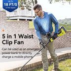 Waist Fan Hands-Free Clip-On USB Rechargeable Adjustable Speeds