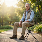Walking Cane Folding Seat Height Adjustable Lightweight Aluminum