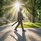 Walking Cane Folding Seat Height Adjustable Lightweight Aluminum