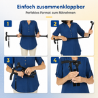 Walking Cane Height-Adjustable 4-Point Base & LED Light