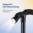 Walking Cane Height-Adjustable 4-Point Base & LED Light