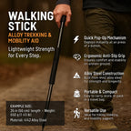 Walking Stick Button-Activated Pop-Up Shock-Absorbing Grip