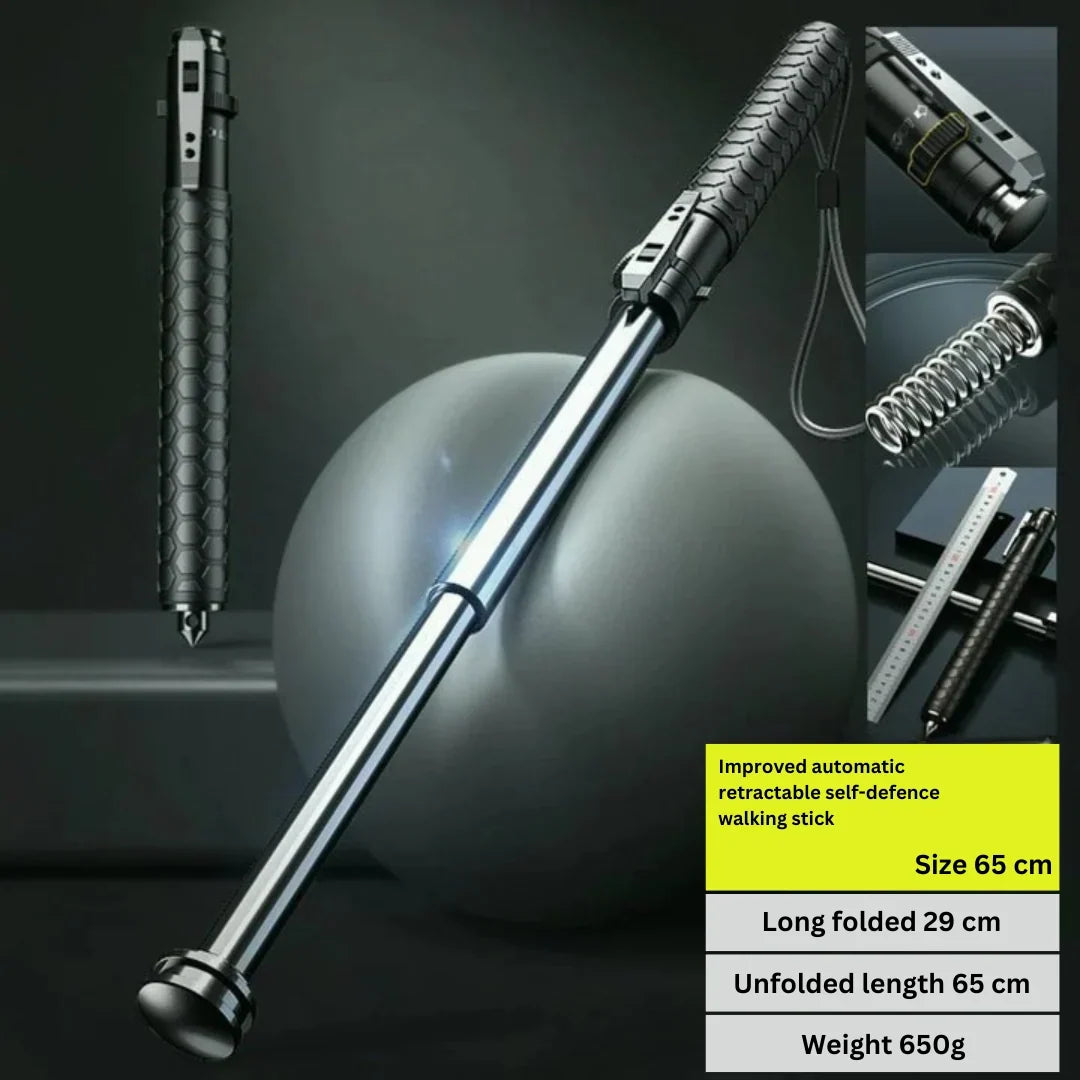 Walking Stick Button-Activated Pop-Up Shock-Absorbing Grip