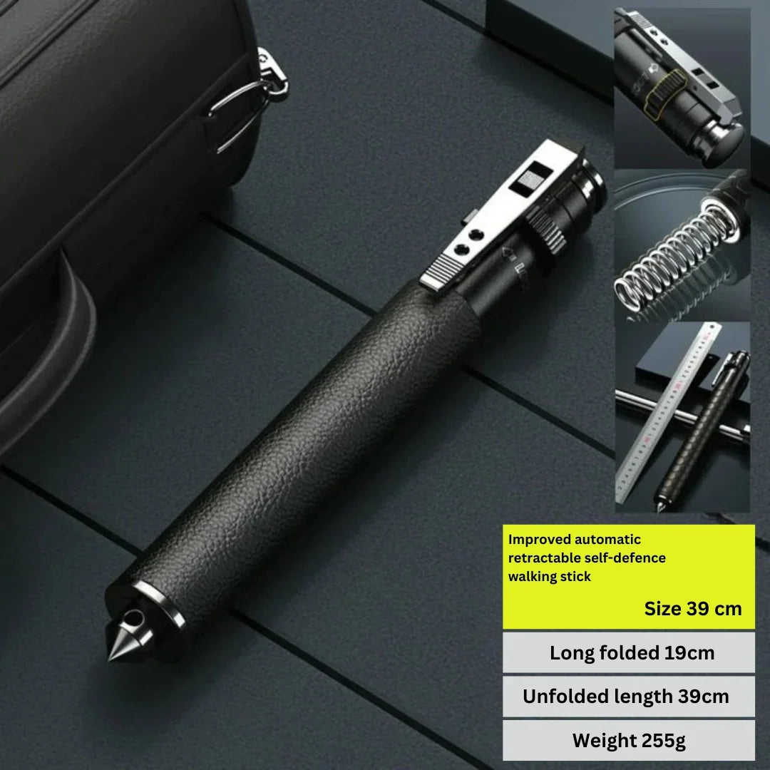 Walking Stick Button-Activated Pop-Up Shock-Absorbing Grip