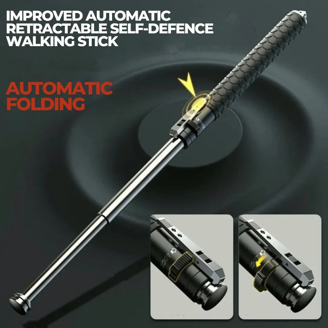 Walking Stick Button-Activated Pop-Up Shock-Absorbing Grip