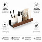 Wall Bathroom Shelf Self-Adhesive Solid Wood Water-Resistant