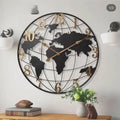 Wall Clock 23.6 Inch Silent Quartz World Map Design
