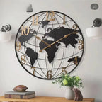 Wall Clock 23.6 Inch Silent Quartz World Map Design