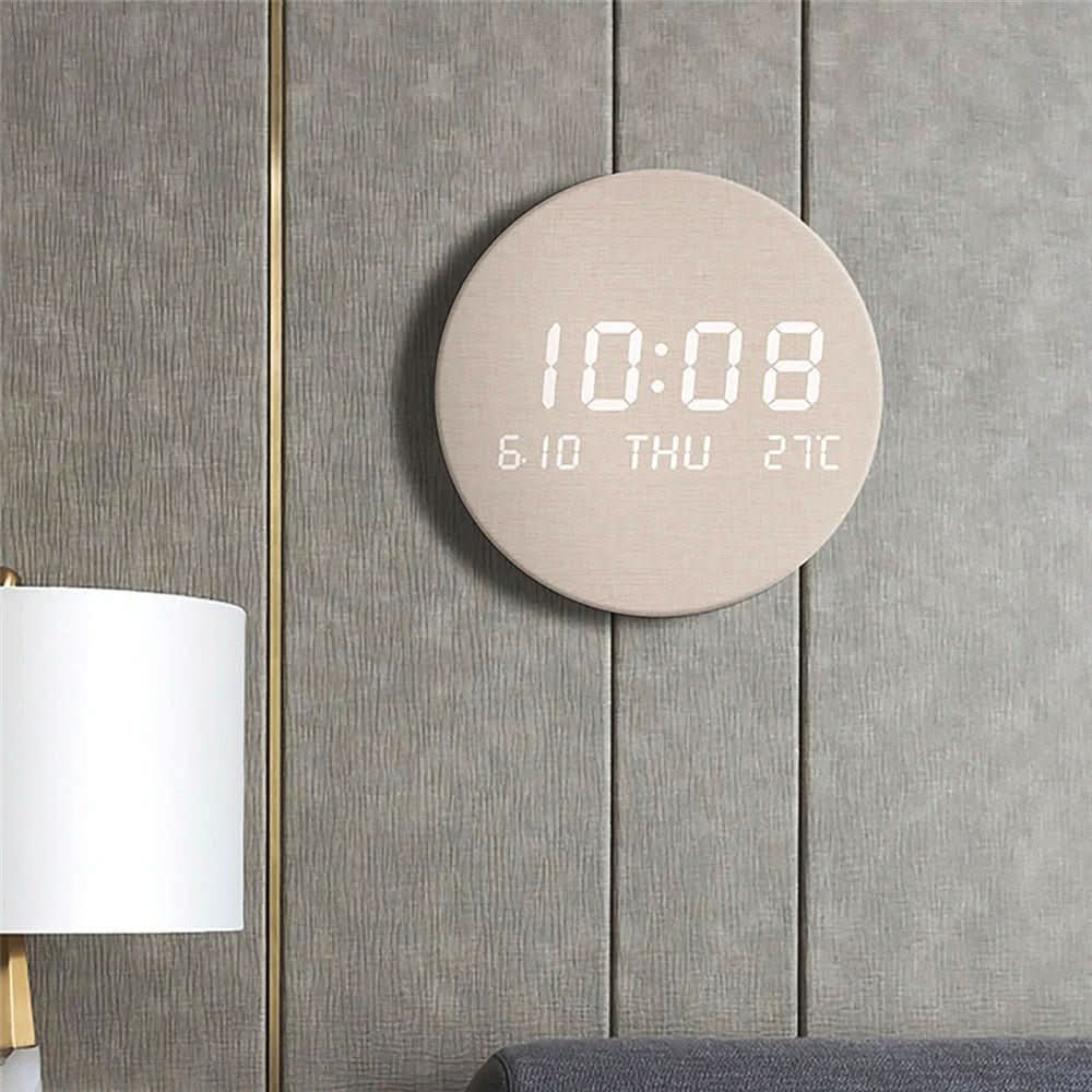 Wall Clock Digital Display Cordless Minimalist Design