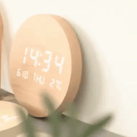 Wall Clock Digital Display Cordless Minimalist Design