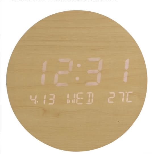 Wall Clock Digital Display Cordless Minimalist Design