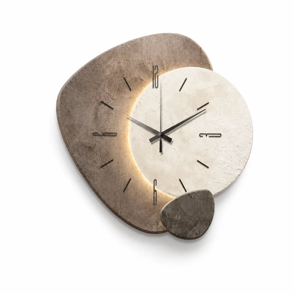 Wall Clock Minimalist Moon Motif Battery-Powered Optional LED