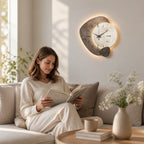 Wall Clock Minimalist Moon Motif Battery-Powered Optional LED