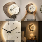 Wall Clock Minimalist Moon Motif Battery-Powered Optional LED