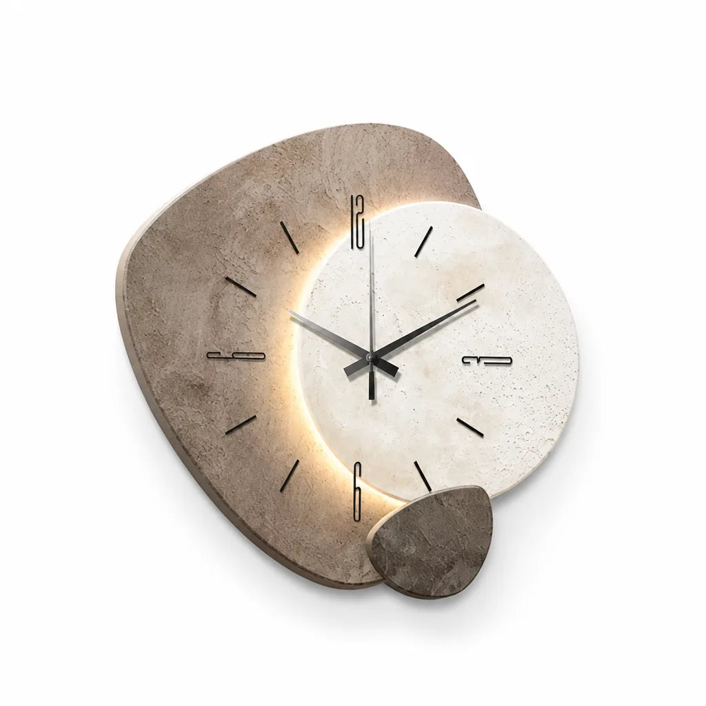 Wall Clock Minimalist Moon Motif Battery-Powered Optional LED