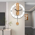 Wall Clock Scandinavian Pendulum Wood-Style Dial Roman Numerals