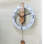 Wall Clock Scandinavian Pendulum Wood-Style Dial Roman Numerals