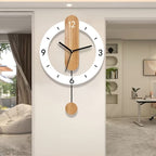 Wall Clock Scandinavian Pendulum Wood-Style Dial Roman Numerals