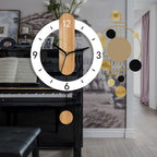 Wall Clock Scandinavian Pendulum Wood-Style Dial Roman Numerals
