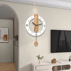 Wall Clock Scandinavian Pendulum Wood-Style Dial Roman Numerals