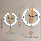 Wall Clock Scandinavian Pendulum Wood-Style Dial Roman Numerals