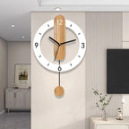 Wall Clock Scandinavian Pendulum Wood-Style Dial Roman Numerals