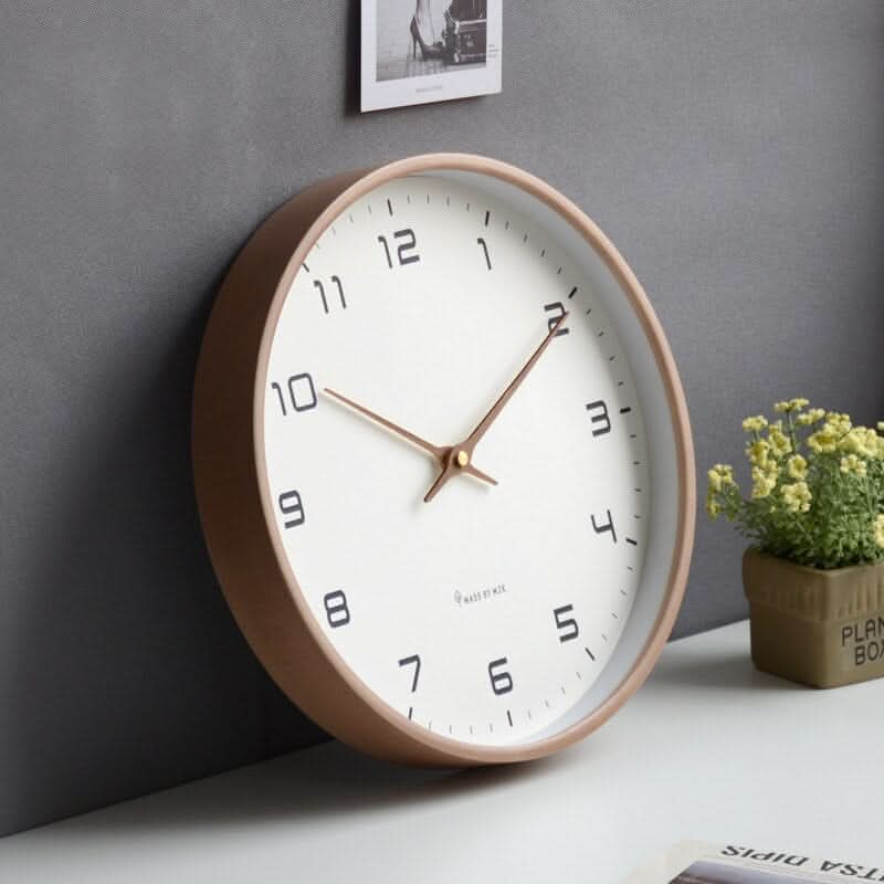 Wall Clock Scandinavian Solid Wood Silent Sweep