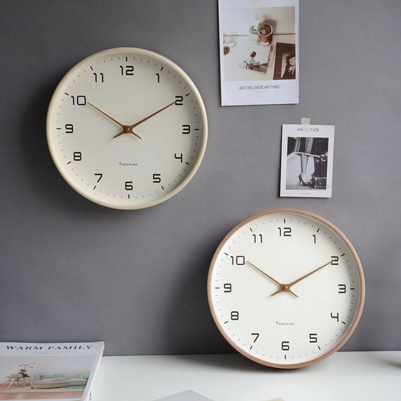 Wall Clock Scandinavian Solid Wood Silent Sweep
