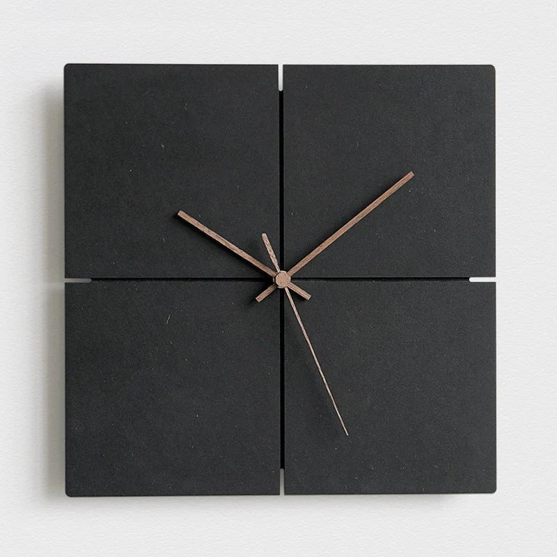 Wall Clock Silent Quartz Movement Minimalist Design Wood & ABS Plastic