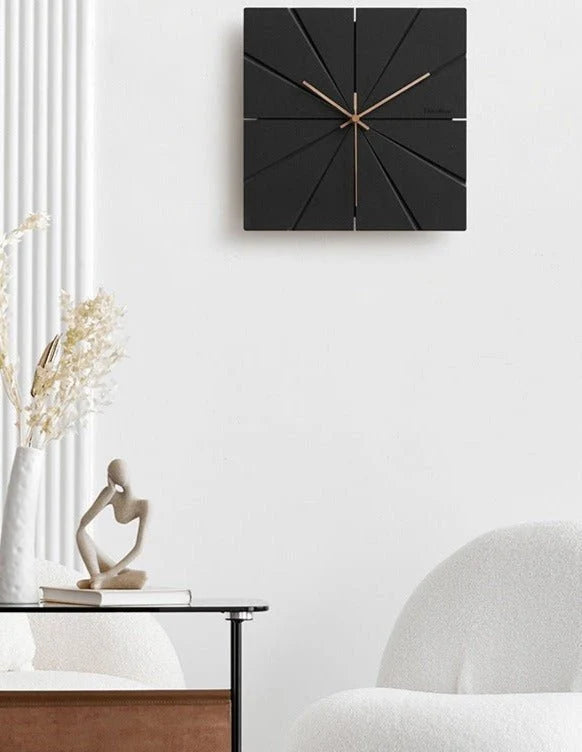 Wall Clock Silent Quartz Movement Minimalist Design Wood & ABS Plastic