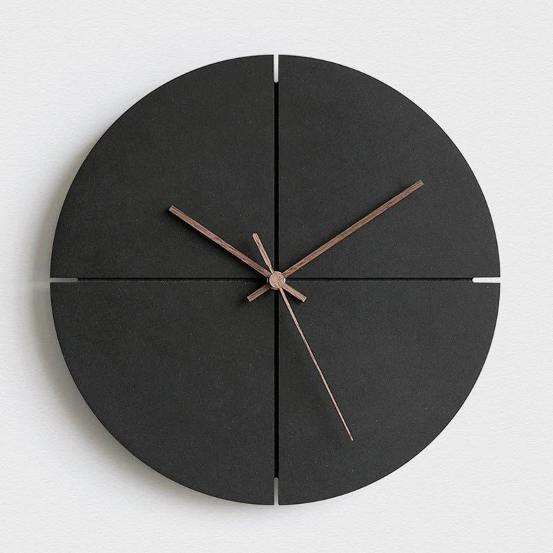 Wall Clock Silent Quartz Movement Minimalist Design Wood & ABS Plastic