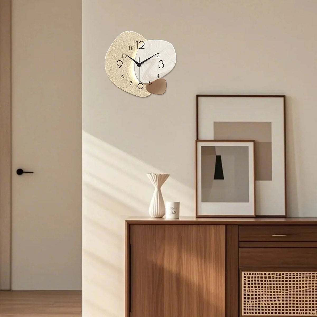 Wall Clock Silent Quartz Organic Double Design Marble Pattern