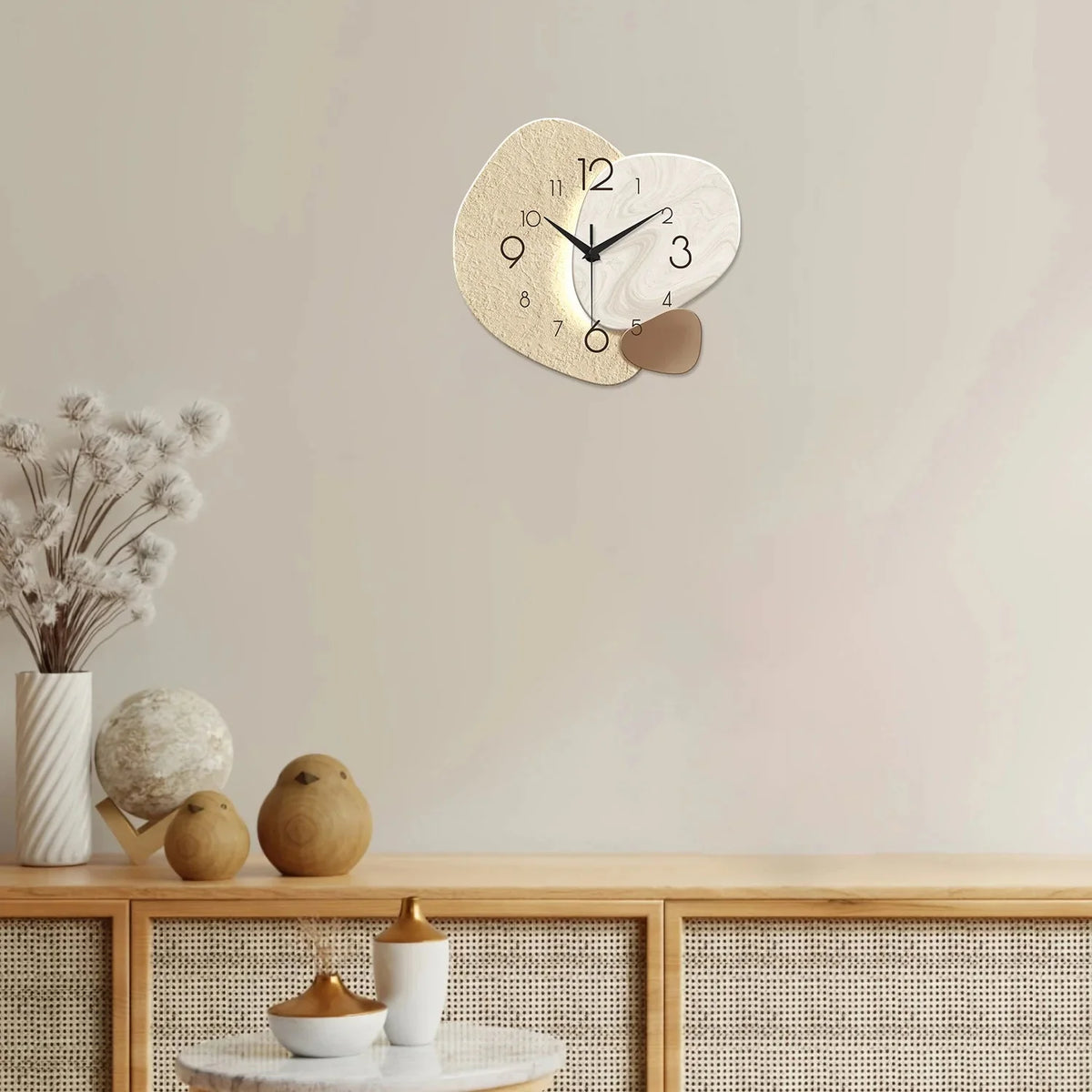 Wall Clock Silent Quartz Organic Double Design Marble Pattern