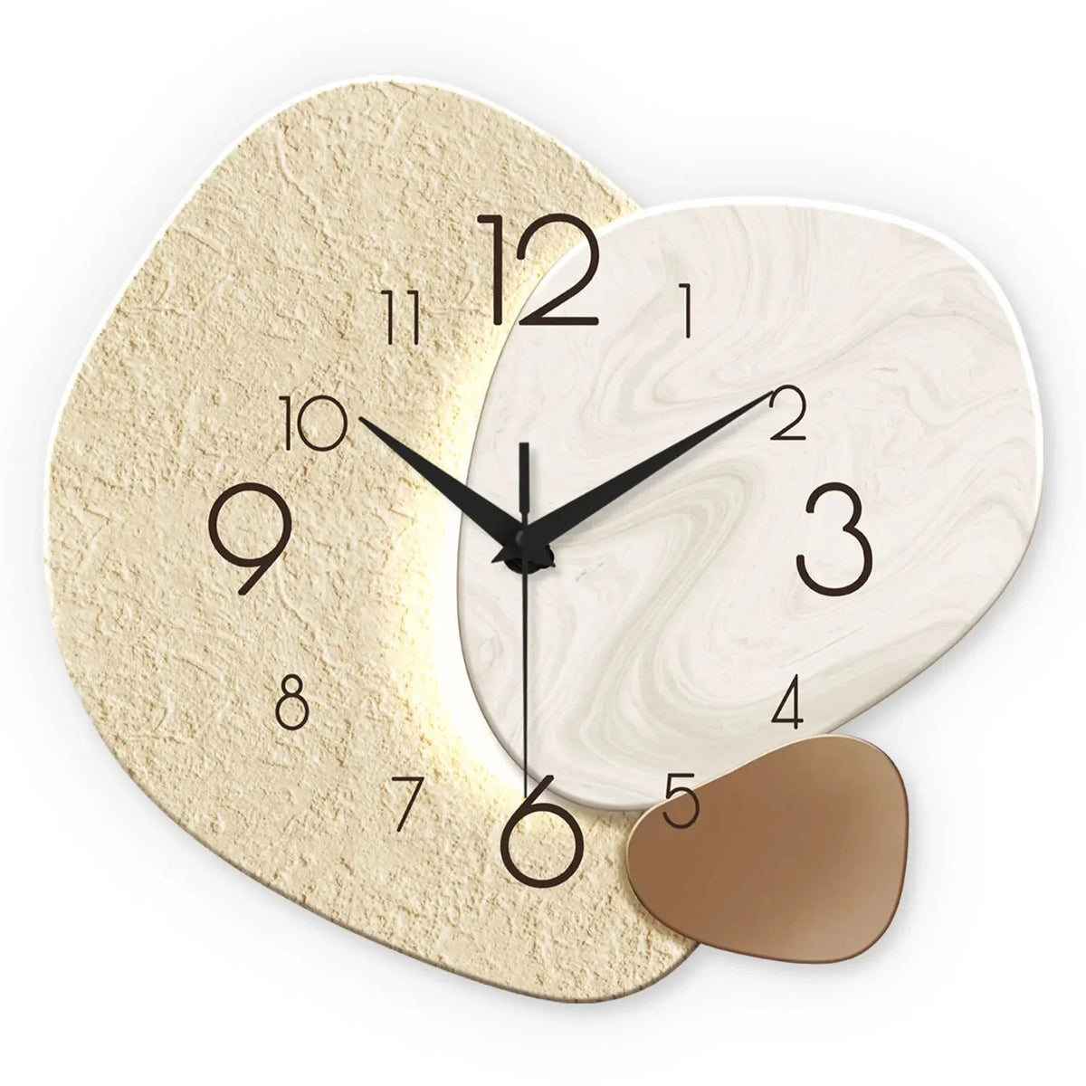 Wall Clock Silent Quartz Organic Double Design Marble Pattern