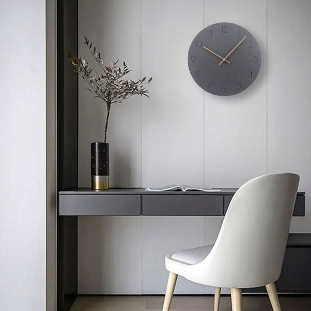 Wall Clock Silent Scandinavian Walnut Hands